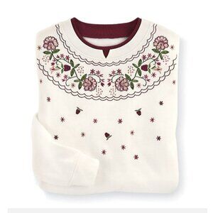 C&K Country Floral Embroidered Crewneck Sweatshirt Suze XL